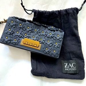 Zac Posen navy floral clutch/wallet/wristlet